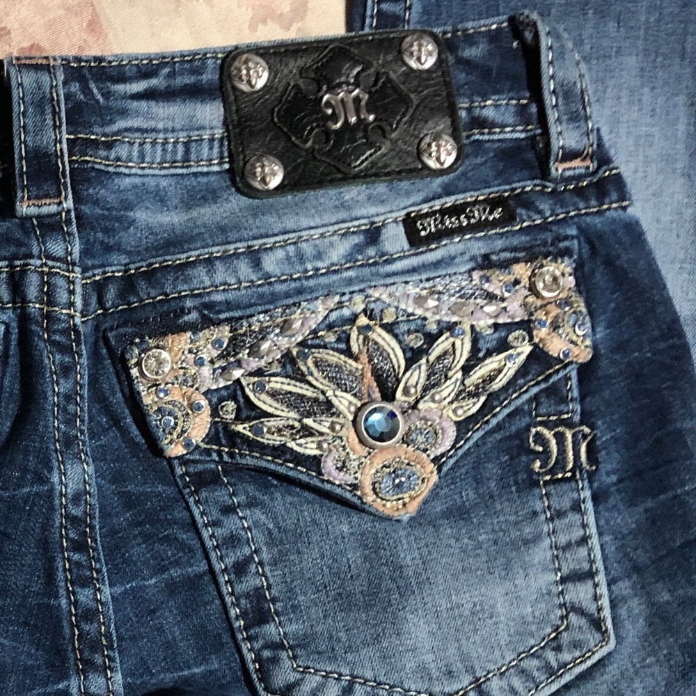 Miss Me Signature Women's Embellished Blue Ankle Skinny Jeans